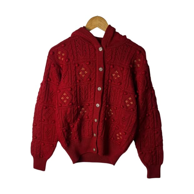 [JPN] 빈티지 재팬 후드 폼폼 꽃 가디건