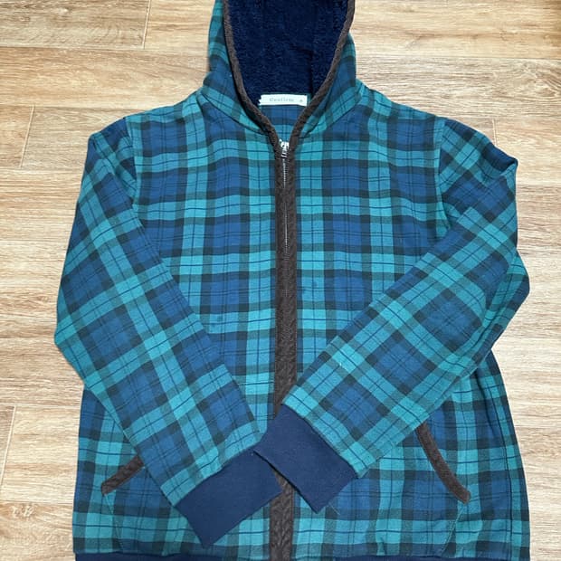 빈티지 체크 후드집업
