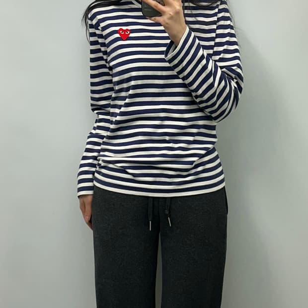 꼼데가르송 플레이 스트라이프 롱 슬리브 긴팔티