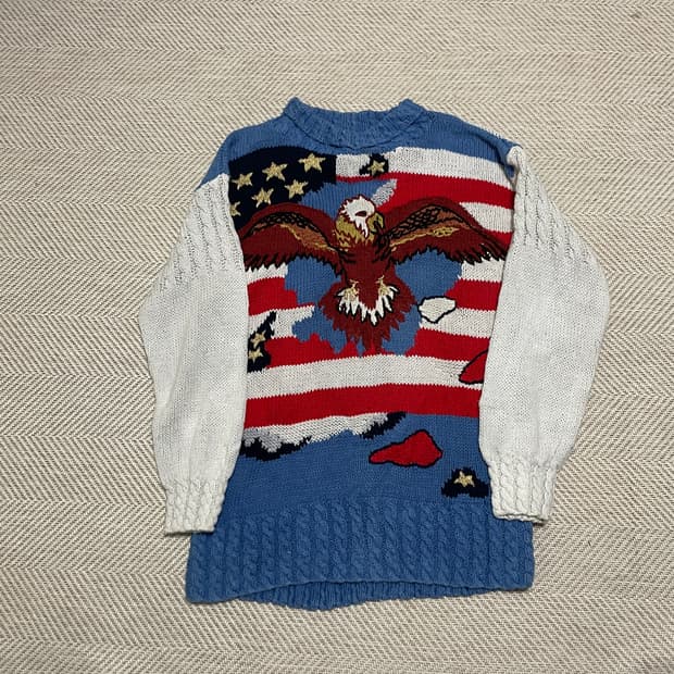 카르두치 성조기 이글 코튼 니트 