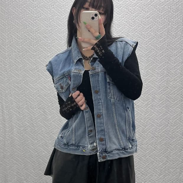 리바이스 빈티지 컨트리 트러커 그런지 데님 조끼 105 C09015