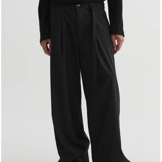 DNSR - 신치드 스트라이프 슬랙스 - XL - BLACK