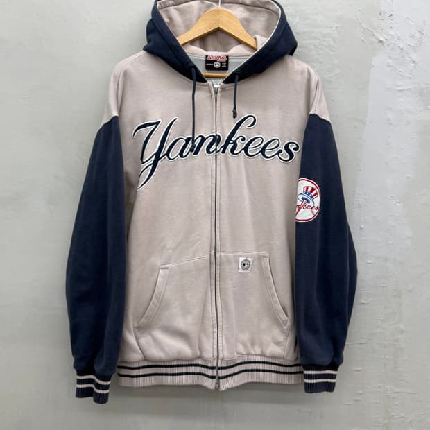 제뉴언 머천다이즈 00s NY YANKKES 컬러블럭 스웻 후드집업