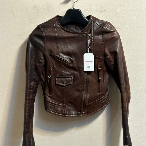 유즈드 레더 바이커 자켓