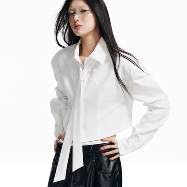 Wesame lab 위세임랩 와이드숄더 크롭셔츠