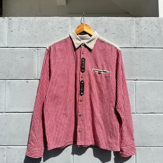 트라흐텐 레드 깅엄 체크 셔츠