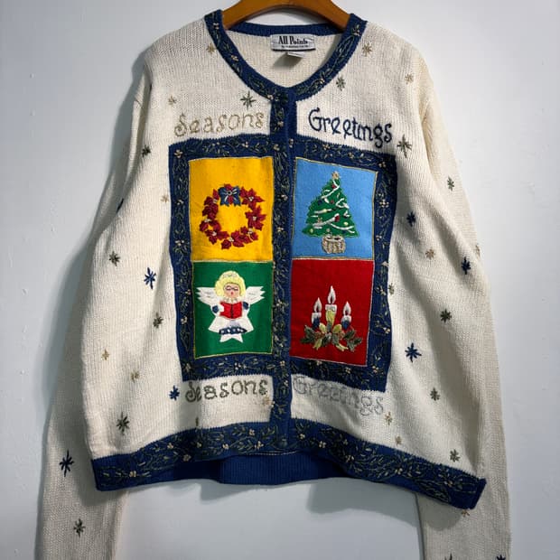 U.S.A. 크리스마스 어글리니트 라미&코튼 가디건 L