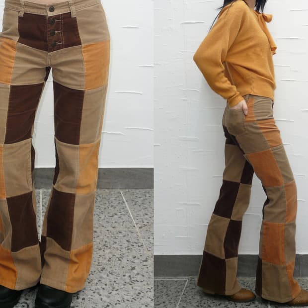 retro check corduroy pants