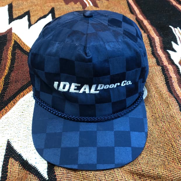 Vintage navy check ball cap
