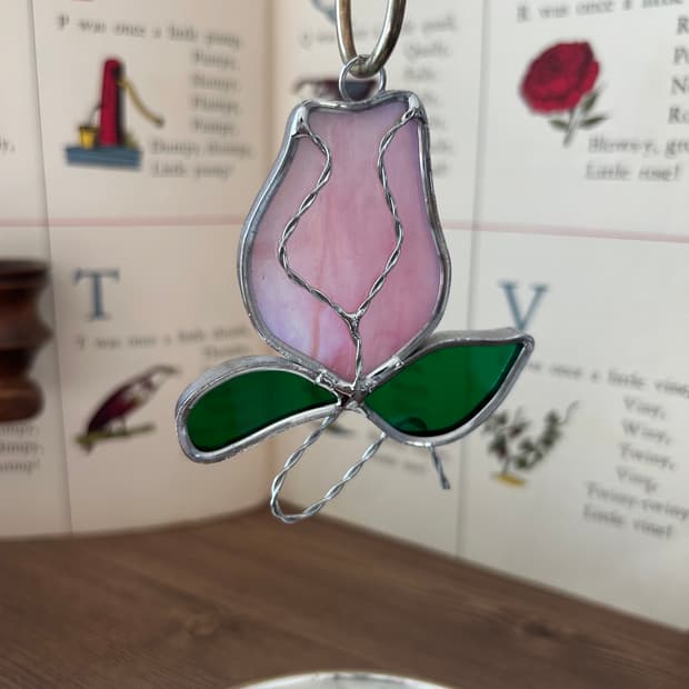 빈티지 스테인드글라스 꽃 튤립 소품 썬캐처