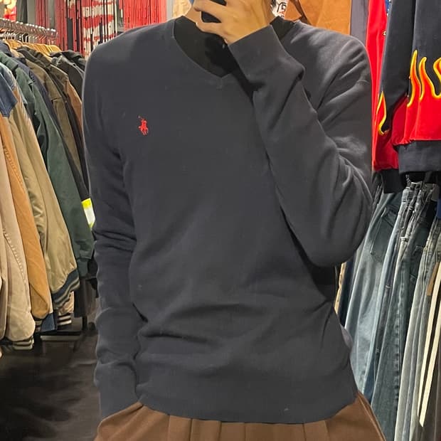[IM] Polo 폴로랄프로렌  브이넥 네이비 긴팔니트
