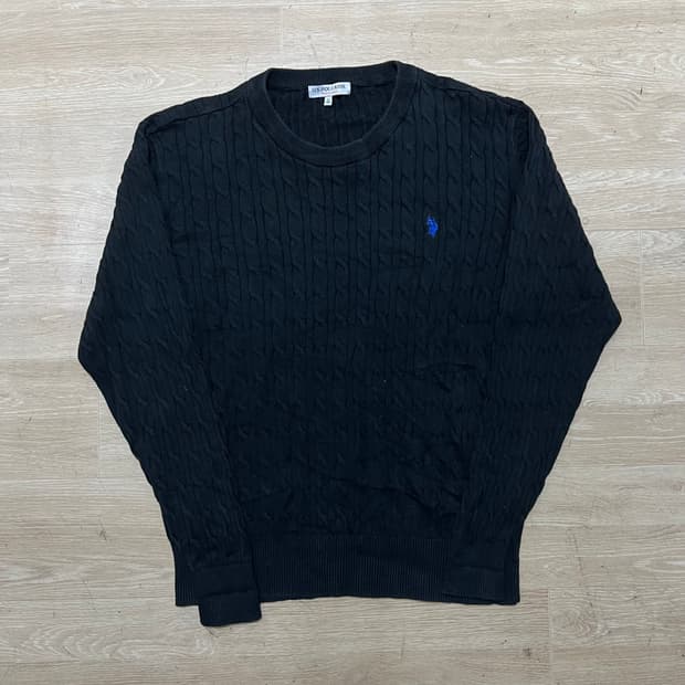 US 폴로 아센 스몰포니 케이블 니트 스웨터 [블랙] L/100