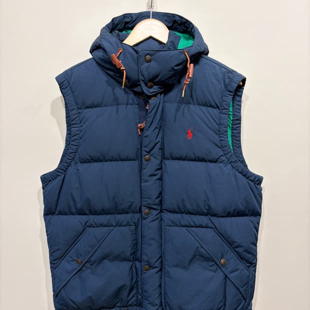 폴로 랄프로렌 후드 덕다운 패딩 조끼