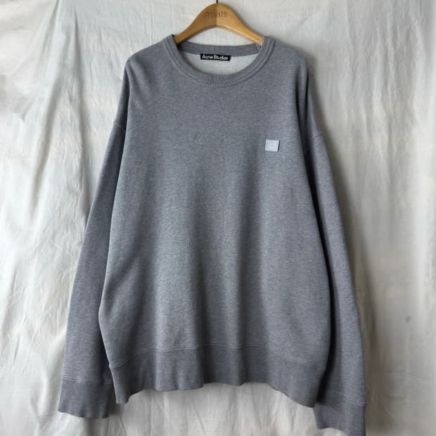 L 아크네 스튜디오 포바 페이스 로고 그레이 맨투맨