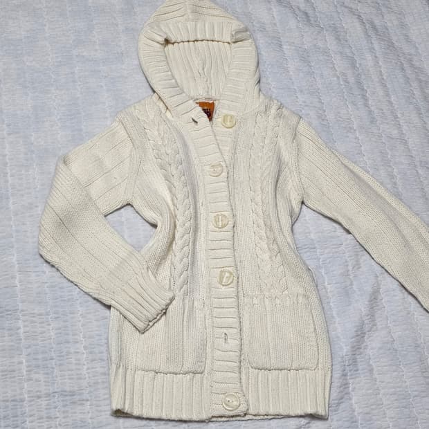 라떼갸루 모리걸 꽈배기 니트 후드 가디건