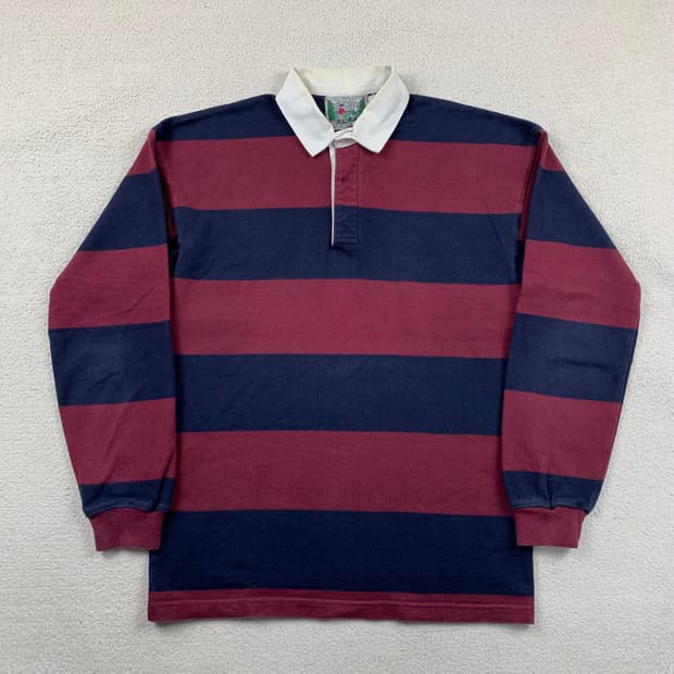 90s 미국빈티지 콜롬비아니트 럭비 티셔츠 버건디/네이비