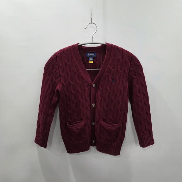 폴로랄프로렌 키즈 케이블 니트 가디건 버건디 5
