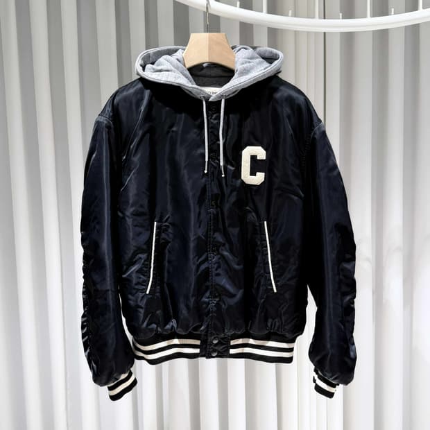 48 / 셀린느 나일론 오버사이즈 후드 테디 자켓