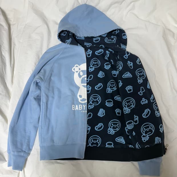 베이프 마일로 정크푸드 스카이블루 리버시블 양면 후드집업