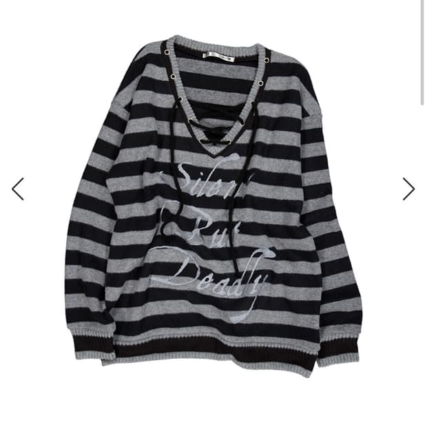 셋업이엑스이 STRIPE V-NECK MTM / BLACK