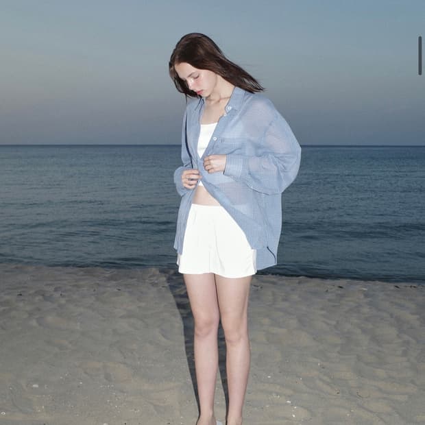 (새상품)로우클래식 오버사이즈 패턴 셔츠