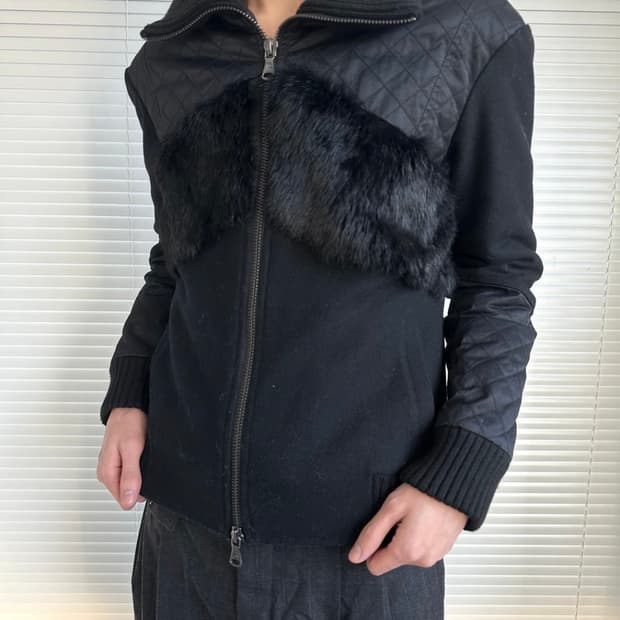 발망 퍼 하이넥 봄버 자켓