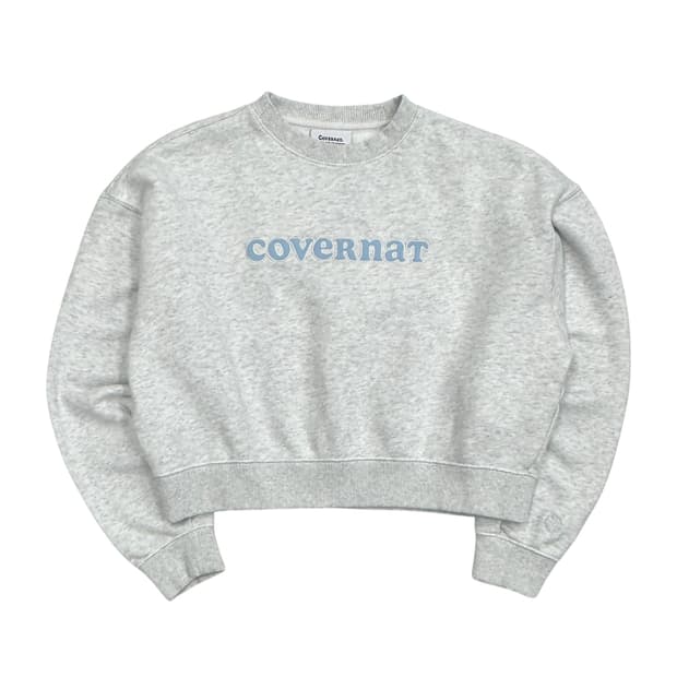 커버낫 크롭 그레이 맨투맨