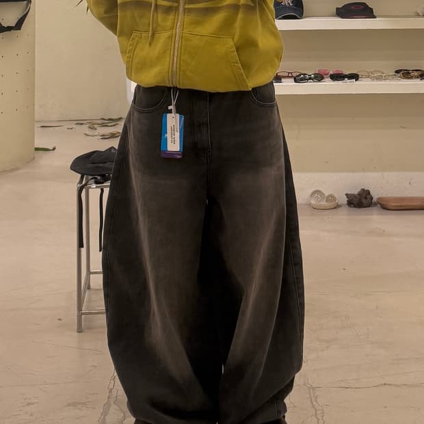 더크로스 워시드 블랙 벌룬핏 데님 U712