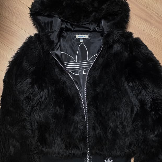 95) 아디다스 퍼 후드 집업 자켓