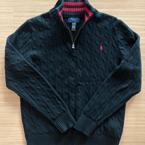 폴로 랄르로렌 반집업 니트 