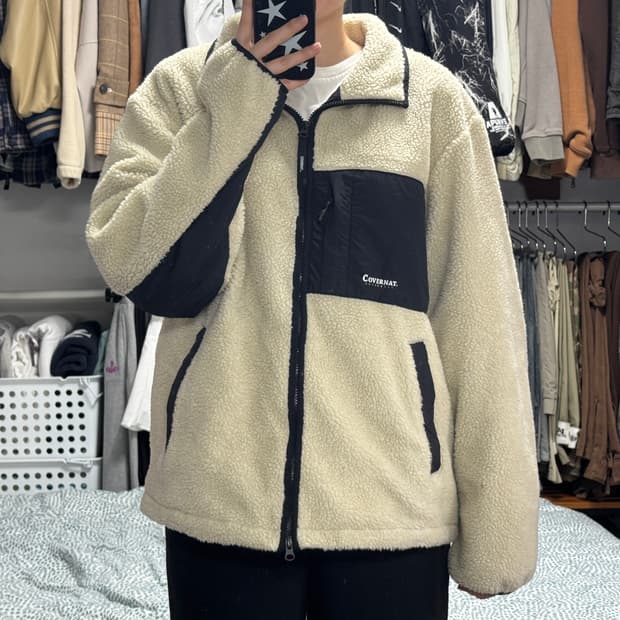 커버낫 양털 뽀글이 쉐르파 플리스 자켓