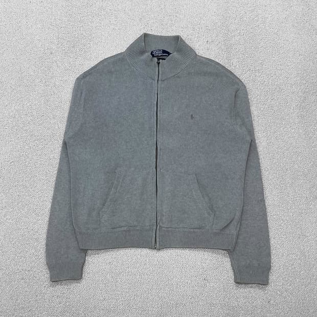 폴로 랄프로렌 포니 로고 코튼 니트 집업 그레이
