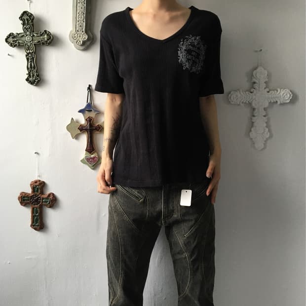 Printing point ribbed t shirt