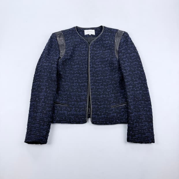 산드로 울 트위드 자켓 네이비 36