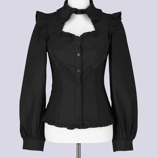 IMVAL Heart Shirt qooza 지뢰계 하트 블라우스데코르테