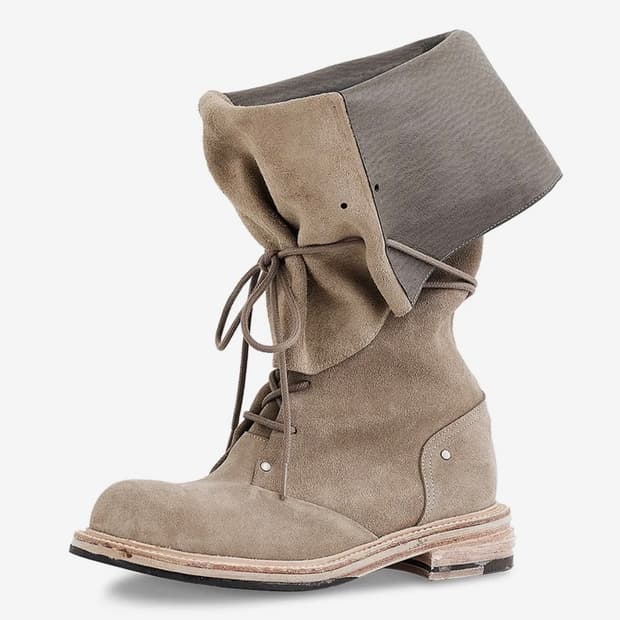 네거티브쓰리 Folded lace-up long boots_Sand