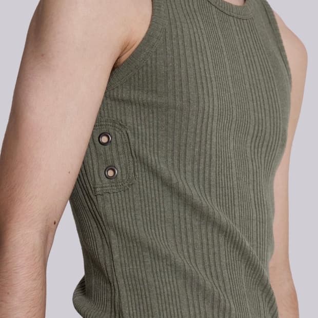 제이디드런던 Khaki Hardware Rib Vest