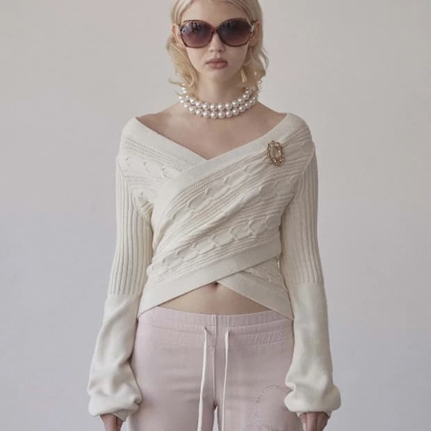 스컬프터 Cable Wrap Shrug Ivory M