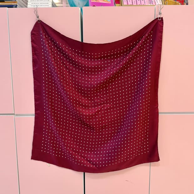 빈티지 버건디 도트 스카프