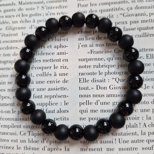 남자 팔찌 천연석 블랙 오닉스 원석 핸드메이드 팔찌 무광 유광