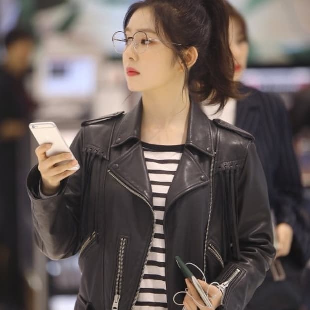 S (90) 올세인츠 테슬 발펀 레더 지퍼 가죽 자켓 블랙 수지 아이린