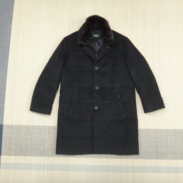 (100) 울시 양가죽배색 캐시미어 혼방 패딩 코트