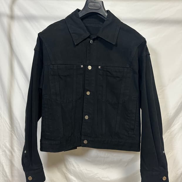우영미 가죽탭 데님자켓 블랙 (44)