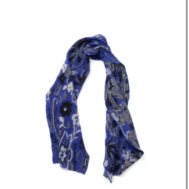 floral jacquard muffler blue