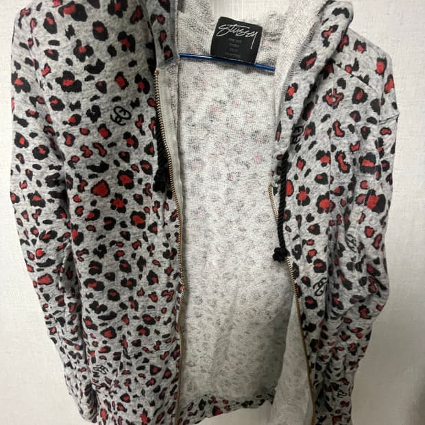 스투시 레오파드 후드집업