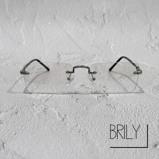 [Unisex] BEN2 부바 크롬 디테일 긱시크 무테 안경 실버