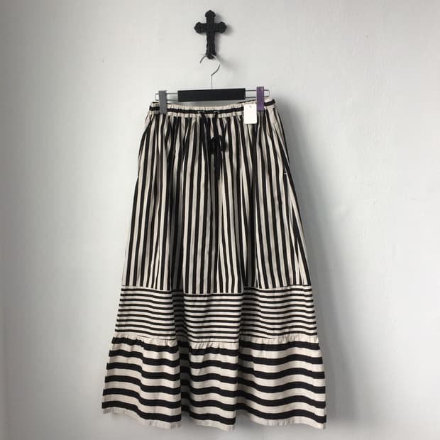 stripe pattern mixed skirt