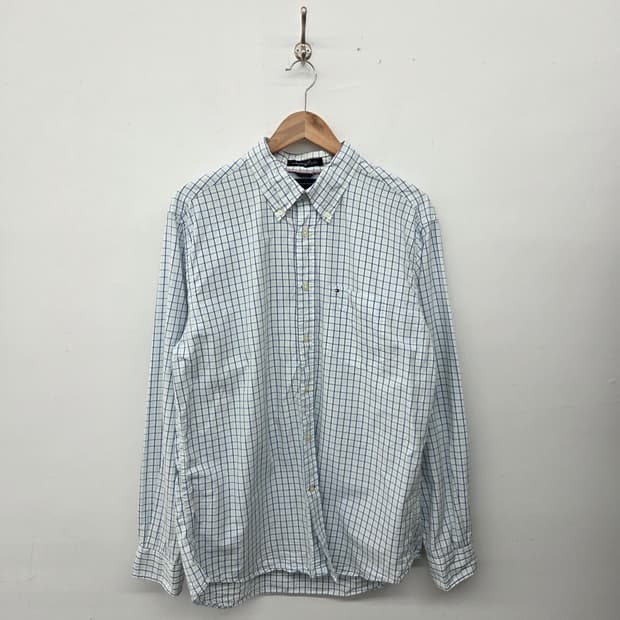 타미힐피거 체크 남방 긴팔 셔츠 남L