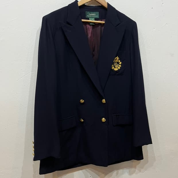 로렌랄프로렌 크레스트 금장 블레이저 자켓 네이비 Made in USA