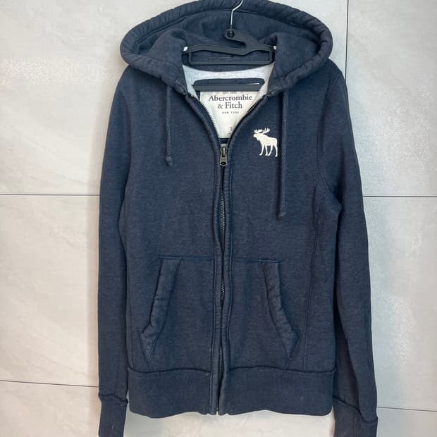 아베크롬비 화이트 순록 네이비 후드집업 [S]